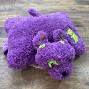 Pillow Pets Purple Gummi Pup Plush Dog Foldable Stuffed Animal 13”